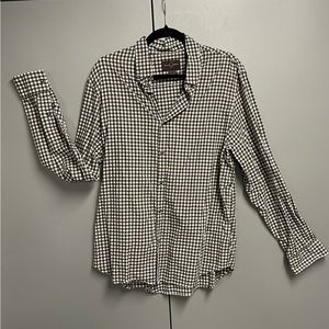 Black Brown Men’s Button Down Checkered Shirt Dark Brown/White Size Large